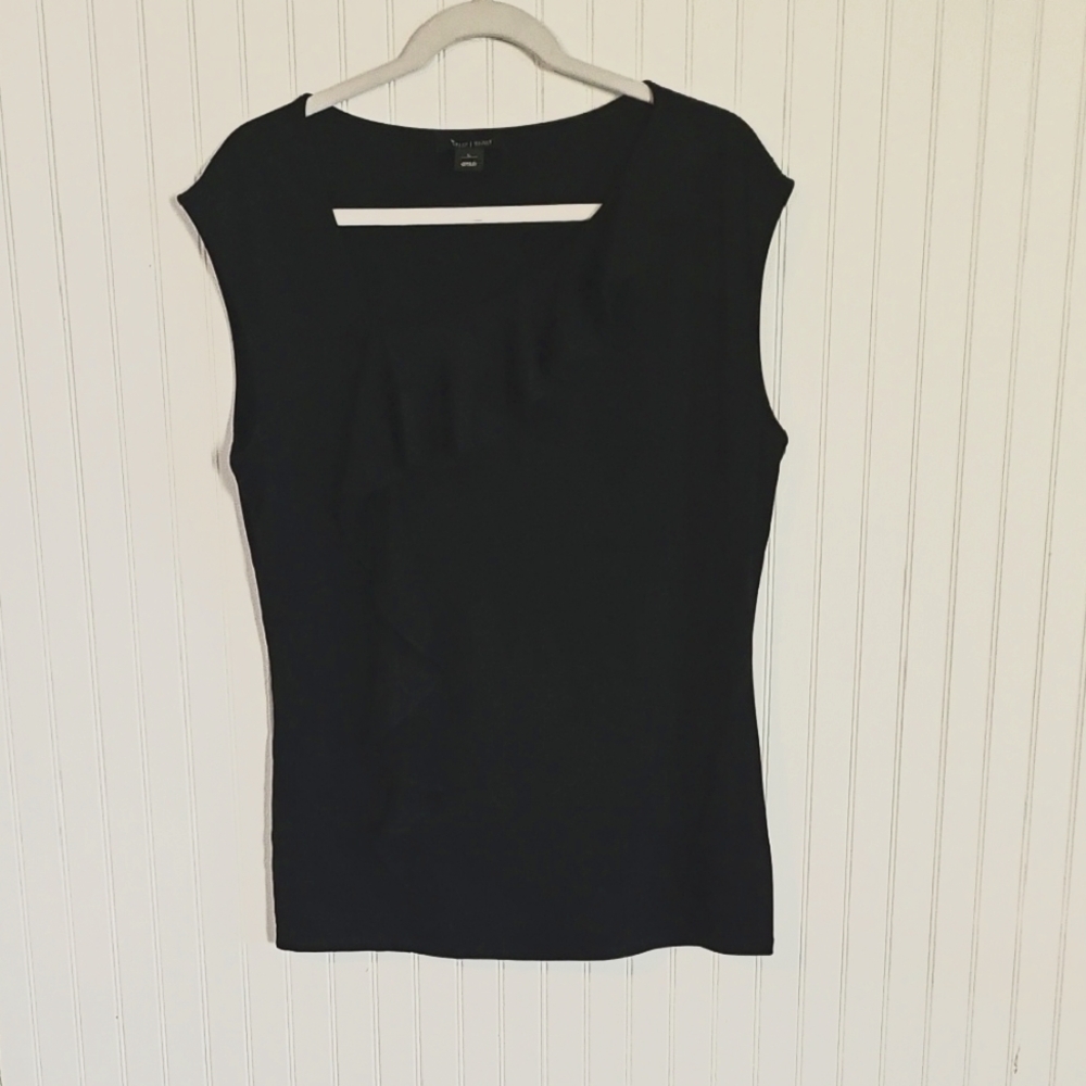 WHBM Black asymmetrical necklineTop